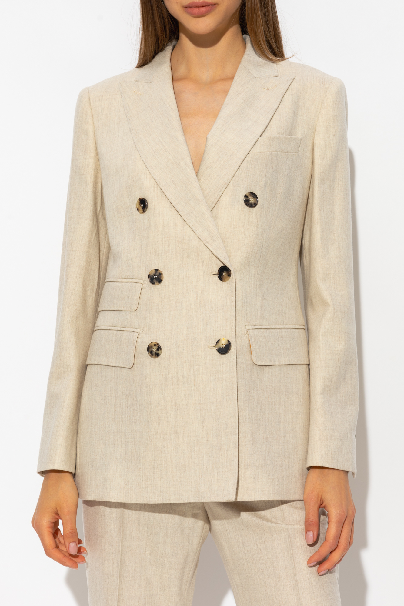 Cream double outlet breasted blazer womens